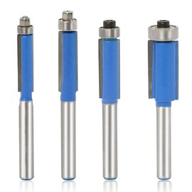Saipor 4 Pieces 8 mm Shank Flush Cutter Wood Cutter Cutting Groove Milling with Ball Bearing Copy Cutter Router Cutter Groove Cutter Wood Cutter Bit Set Woodworking Cutting Tool
