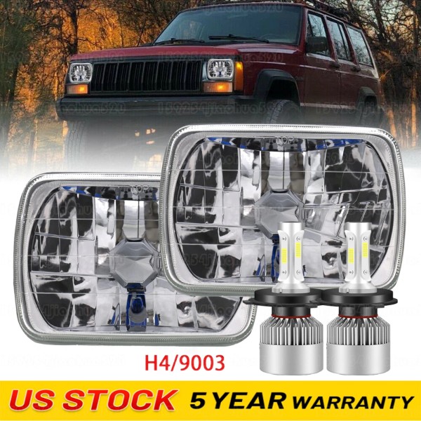 Unbranded Pair 5x7 7x6 LED Headlight For 1986-1995 Jeep Wrangler