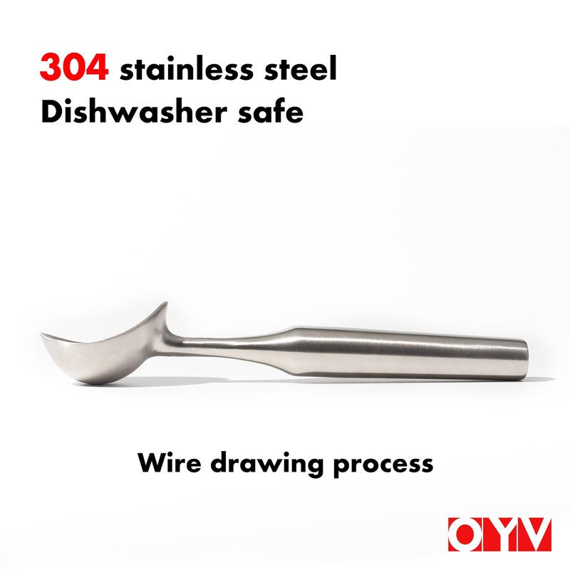 OYV Stainless Steel Ice Cream Scoop, Ergonomically Designed Handle for