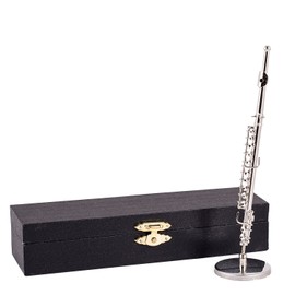 Broadway Gifts Co. Silver Flute with Case and Stand Instrument Replica Mini Figurine 5.5 Inch New