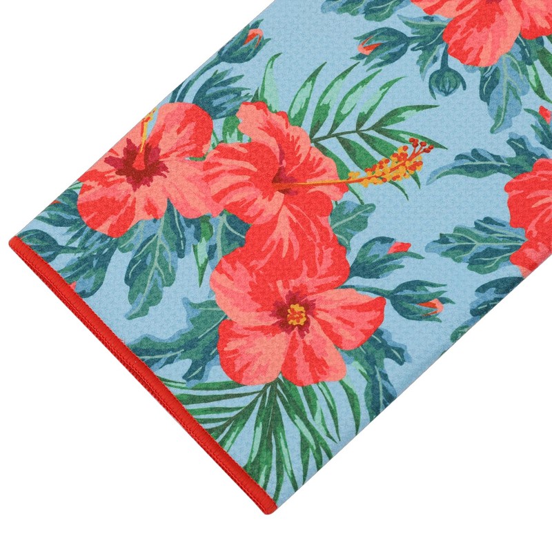 SHABIER Golf Towel with Hibiscus Design Golf Microfiber Waffle Pattern