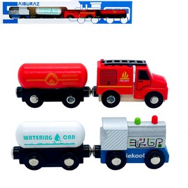 Wooden Train Cars Track Accessories Set Oil Tank truck Mix Train Toys Fit for Wooden Train Track Railway for Boys and Girls - Compatible with All Major Brands(Mix Train)