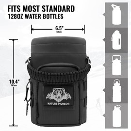NATURE PIONEOR 32 64 128oz Tactical Water Bottle Pouch, Multi-Function Tactical Water Bottle Bag with Adjustable Shoulder Strap, Half/One Gallon Molle Strap Carrier Holder