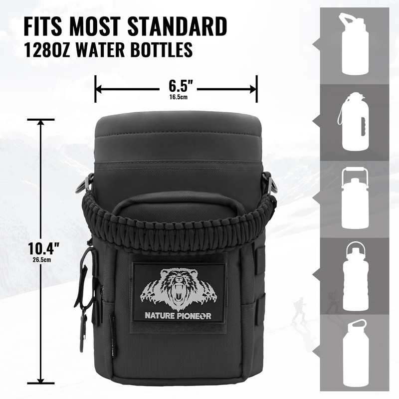 NATURE PIONEOR 32 64 128oz Tactical Water Bottle Pouch, Multi-Function