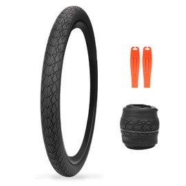 MEGHNA Bike Tire 20 inch Foldable Replacement 20 x 1.75 inch 47-406mm Cruiser Bike Tire Mountain Bike Grooves Anti-Slip Surface with Tire Levers for Kids Bike Folding Bike (20 x 1.75 inch-1 Pack)