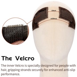 Wig Topper Band Grip LaceTop - Adjustable Velvet Wig Band for Hair Toppers and Wiglets NonSlip Glueless Top Grip with Comfort Fit for Large Base Hairpieces (Brown)