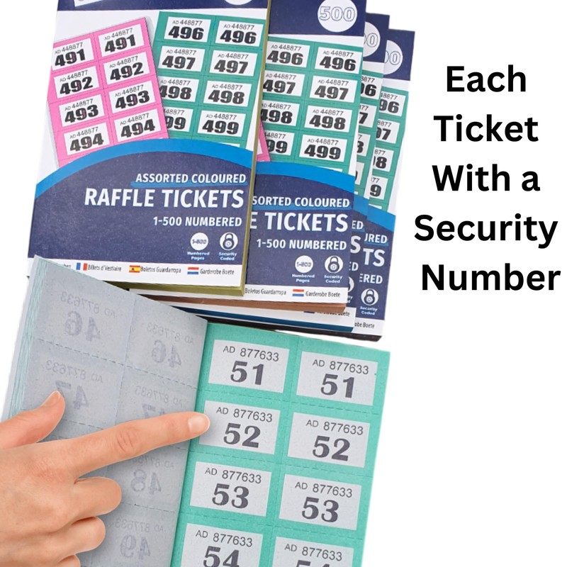 M&M PRIME 2 x Raffle tickets books 1-500 - cloakroom