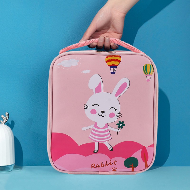 Insulated Lunch Holder Rabbit Pattern Portable Lightweight Handheld Oxford Cloth