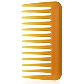 Mozeat Lens Mini Wide Tooth Comb, Small Travel Detangling Comb Pocket Curly Hair Comb Portable Styling Comb Shower Wet Comb for Women, Beard Comb for Men, No Handle Design (1 Pack