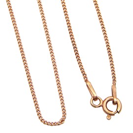 Curb Chain 925 Sterling Silver Rose Gold-Plated 1.0 mm Wide Choice of Lengths 36 40 45 50 55 60 cm Silver Chain Rose Necklace Women's, Silver, No Gemstone
