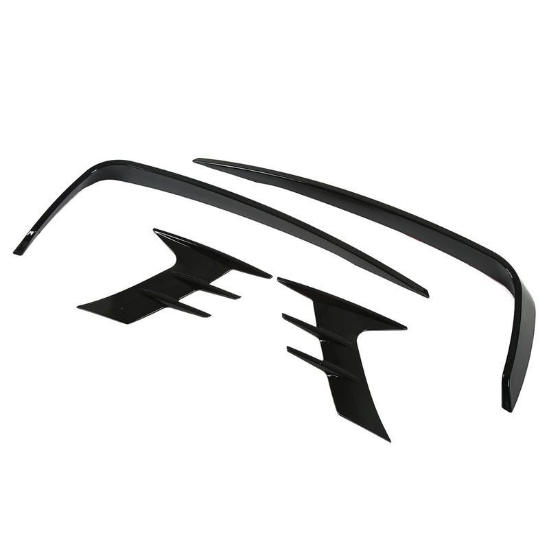 4Pcs Glossy Black Front Bumper Fog Light Eyebrow Cover Trim