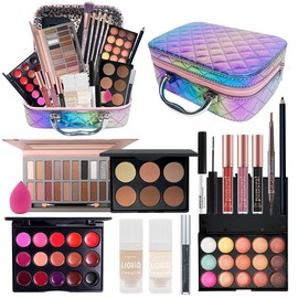 Travel Makeup Kit, Makeup Sets For Women, Makeup Kit For Girls 10-12, Kids Makeup Sets For Girls 5-8,Makeup Gifts For Girls Beginners,Teens - Color: multicolor