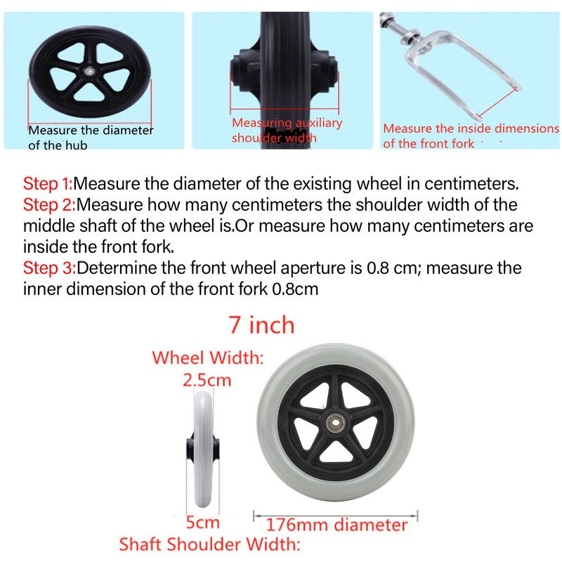 7 Inch Wheelchair Front Wheels Disabled Old People Walk Chair