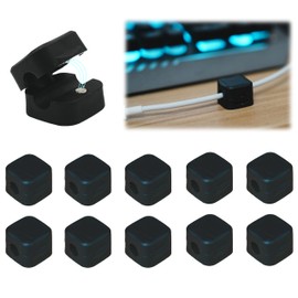 10 Pack Magnetic Cord Holder for Nightstand, Phone Cord Holder for Desk Management, Adhesive Cable Clips for Charging Cords, Cord Organizer Cable for Car, Office, Home(Black)