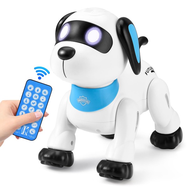 Remote Control Robot Dog Toy, RC Stunt Dog Robot Toy for Kids 3+, Programmable Interactive & Smart Dancing Robots with Sound LED Eyes,Walks,Talks,Dances,Electronic Pet Toys Robotic Dogs for Kids Gifts