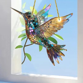 Landrain Suncatcher Crystal Window, 20 cm Hummingbird Suncatcher for Hanging, Acrylic Light Catcher Crystal