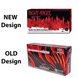 Adenna Night Angel 4 mil Nitrile Powder Free Exam Gloves (Black, Small) - Pack of 10, Count 1000