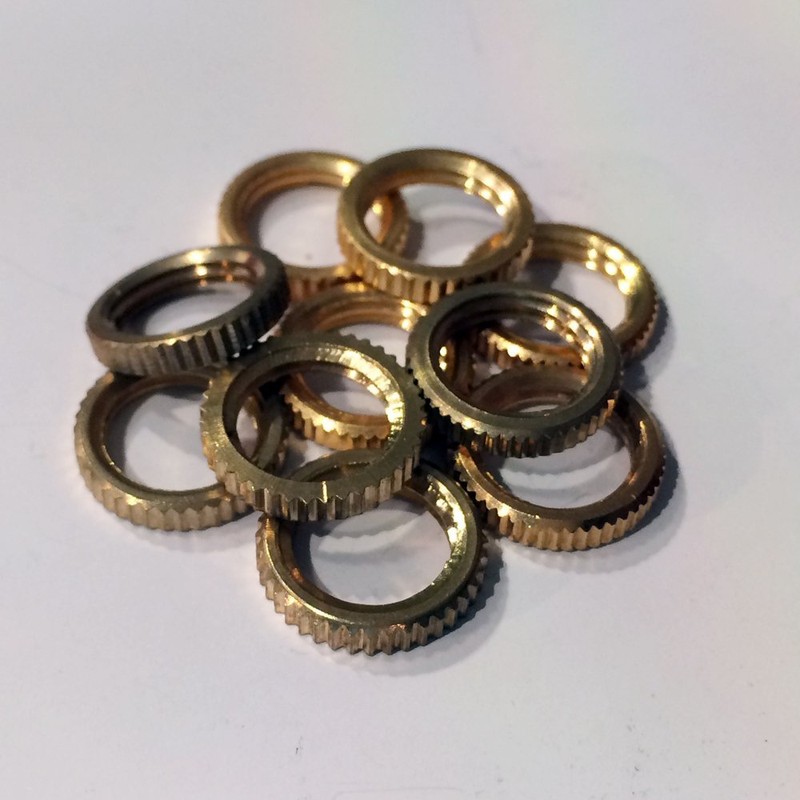 10 x Brass Knurled Nuts M13 x 1 - Cord