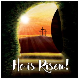 Religious Easter Cards - He is Risen, pack of 5 cards with white envelopes, with Bible verse inside these Christian Easter cards, by Just Cards Direct