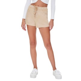 Forever 21 Women's Faux Suede Lace-Up Shorts, Brown