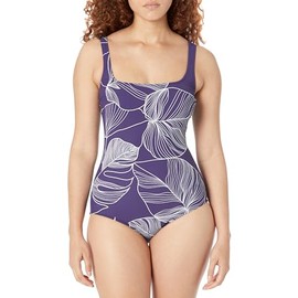 Gottex Women's Standard Natural Essence Square Neck One Piece, Ink/White