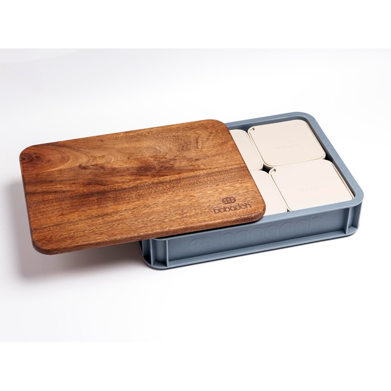 Babadoh Pizza Dough Trays & Walnut Board Set – Includes