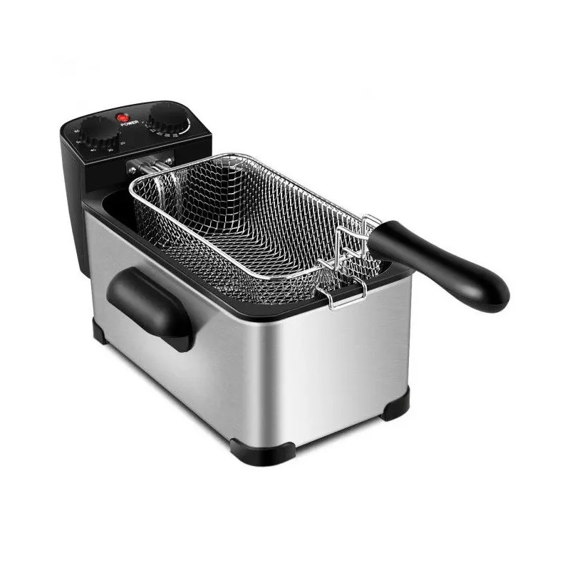 Electric Stainless Steel Deep Fryer 3.2 Quart with Timer and
