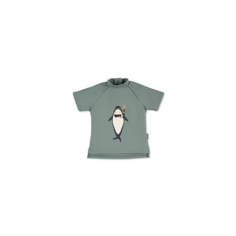 Sterntaler Boys' Short-Sleeved Shark Swimming Shirt Set, Matt Green