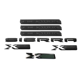 6Pc Elevation Sierra Bed X31 Emblem Door Tailgate 3DBadge Nameplate Replacement for 2019-2023 Gen Sierra 1500 (Overlay Emblem Matte Black)