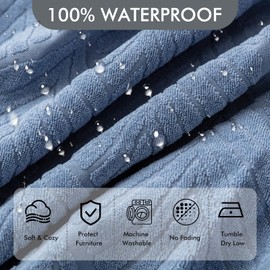 YUEANG 100% Waterproof Recliner Cover, 1 Pieces Reclining Chair Cover Stretch Sofa Slipcovers Washable Furniture Protector for Pets, Dogs, Kids (Light Blue, 1 Seater X-Large)