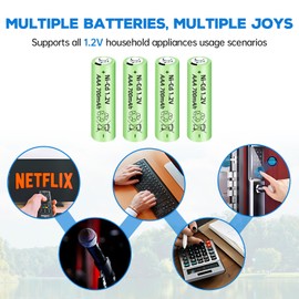 AMZZN 12PCS 1.2V 700mAh Ni-Cd AAA Rechargeable Battery for Garden Lights, Outdoor Solar Lights, Calculators, Children's Toys, Alarm Clocks, Flashlights (12PCS AAA Battery)