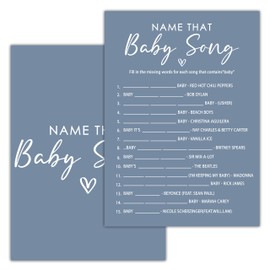 Disfuco Baby Shower Games For Boy - Name That Baby Song Cards - Minimalist Aesthetic Gender Reveal Games Cards - Blue Baby Shower Decorations - 25cards (blue03)