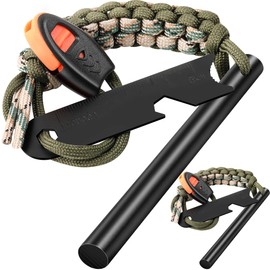 2 Pack Ferro Rod, 4 Inch Fire Starter Survival Tool, Flint and Steel for Hiking and Camping, Magnesium Fire Starter Kit, Flint Fire Starter with Paracord and Emerge | Clwryviduu