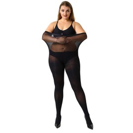 MANZI Women's 2 Pairs Plus Size Control Top Ultra-Soft Casual Tights XXXXL