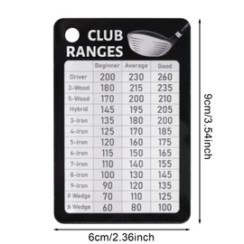 Golf Club Range Chart Card, Black Golf Distance Card Golf Yardage Book Card Golf Cheat Sheet Range Chart Card Golf Club Rules Card Golf Club Bag Accessories Golf Essentials Accessories for Men