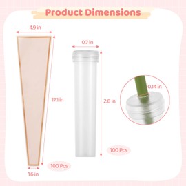 200 Flower Packaging Kit, 100 Pcs Single Flower Sleeves Wrapping Bags with 100 pcs Flower Water Tubes, Single Rose Sleeves Packaging Bags for Mother's Day, Graduation, Wedding, Valentine's Day