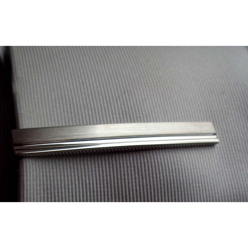 Tie Clip Short 5.8 cm Silver Matte Shiny Including Gift