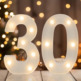 IFDGCTK Decorative Led Light Up Numbers, 30th Birthday Decorations Light Up Lights, Warm White Led Numbers Lights, Number Lights Sign for 30th Birthday Party Decor