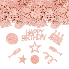 ParPix Pack of 100 Confetti Birthday Table Decoration Rose Gold, 5 cm Large Happy Birthday Confetti, Glitter Confetti Table Decoration Birthday Woman Man Confetti Birthday Decoration Party