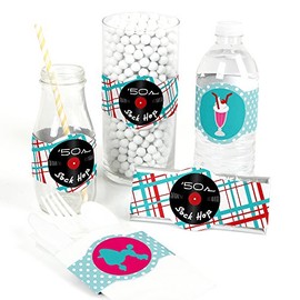 50's Sock Hop - DIY Party Supplies - 1950s Rock N Roll Party DIY Wrapper Favors & Decorations - Set of 15