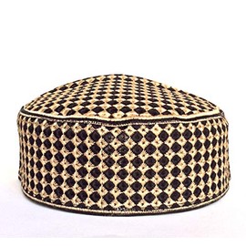 Kufi Men's Unisex Skull Cap Women's Designer Solid Hat with Hand Embroidery Kufi Caps Knitted Beanie Summer Headwear (Golden 61 cm)