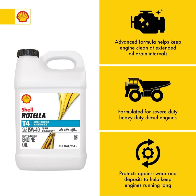 Shell Rotella T4 15W40 Diesel Engine Oil 2.5 Gallon Triple