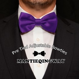 Mantieqingway Bow Ties for Men, Pre Tied Mens Adjustable Length Bowtie for Party Wedding Prom for Adults & Children Gift (Purple)