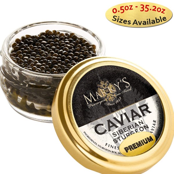 Marky’s Baerri Osetra Sturgeon Black Caviar from Italy – 1 OZ / 28 G – Malossol Ossetra Black Roe - GUARANTEED OVERNIGHT