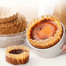 100 piezas de papel de pastel vasco, papel de pergamino redondo de 4 pulgadas, forros antiadherentes para tarta de queso desechables para freidora de aire, microondas, horno