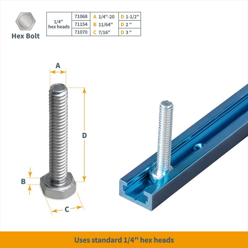 POWERTEC 71118-P3, 6 Pack, 24 Inch Double-Cut Profile Universal T-Track