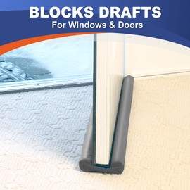 Twin Draft Guard Hug N Fit, Original Dual Draft Stopper Instantly Blocks Air from Entering, Water Repellent, Fits 28”-36” Length with 2” Energy Saver Tube