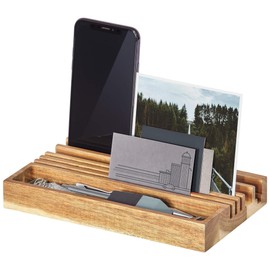 Gentlemen’s Hardware Wooden Desk Organiser with Phone Stand - Contains storage for pens, business cards and other small items - 100% recyclable packaging.