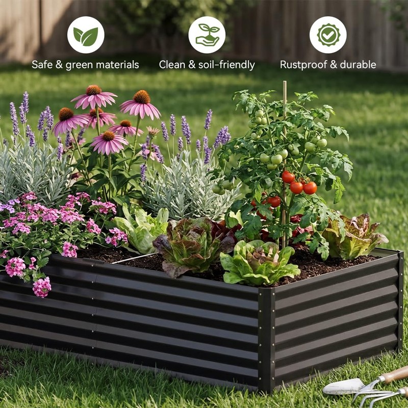 COMHOMA 2 Pack Galvanized Raised Garden Bed,6x3x2ft Large Metal Planter