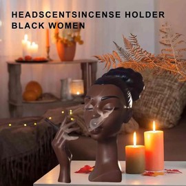 Headscents Black Woman Incense Burner - Solange Design, Headscents Waterfall Incense Holder, Face Head Room Decor, for Home Decor and Relaxation (HH01-2), Springtok
